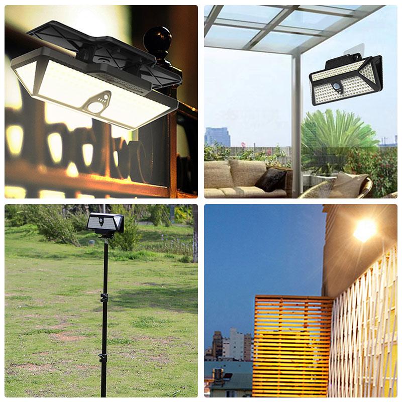 208 LEDs New Solar Clip Lights Outdoor Courtyard Super Bright Motion Sensor Lighting Garden Terrace Wall Lamps for Camping