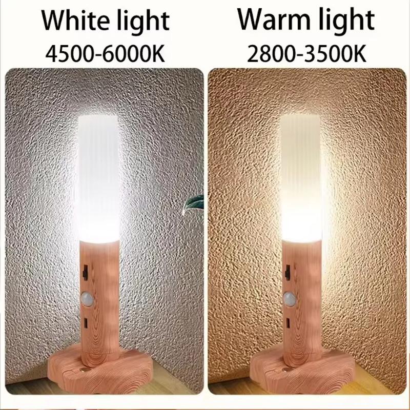 Rechargeable LED Imitation Wood Grain Night Light Handheld Magnetic Design Suitable for Wardrobe Bedroom Corridor