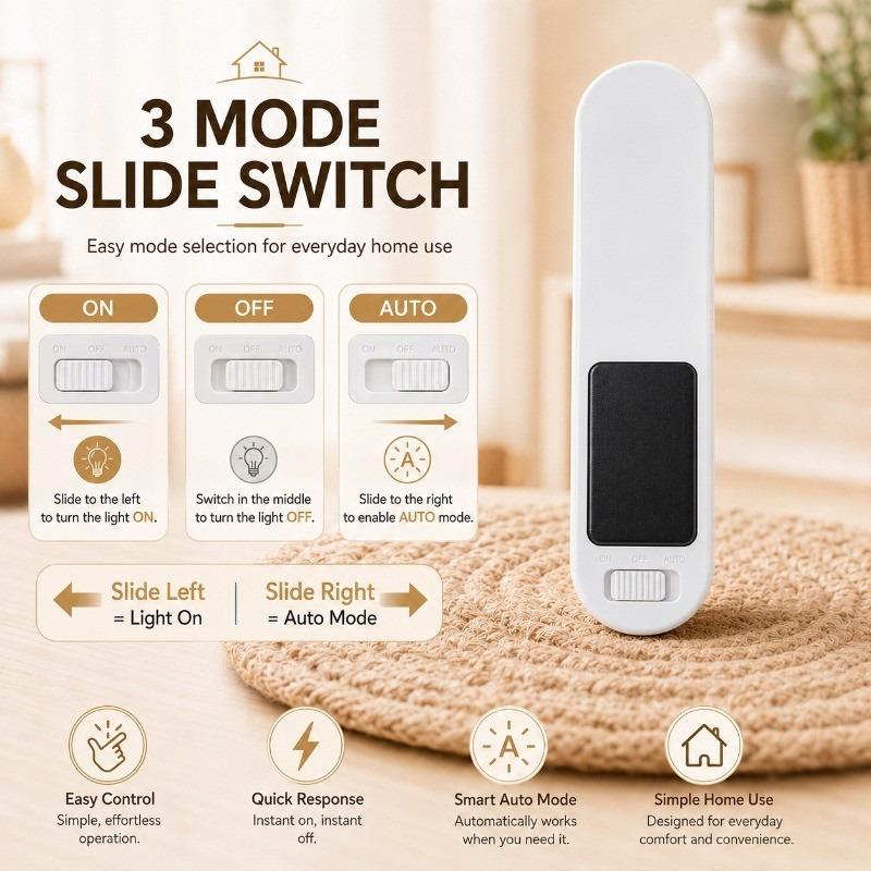 Type-C Charging Magnetic Sensing Human Body Induction Lamp No-drill Installation Three-speed Sliding Switch Home Light Warm Yellow Light Source Suitable Bedroom Corridor  Lights
