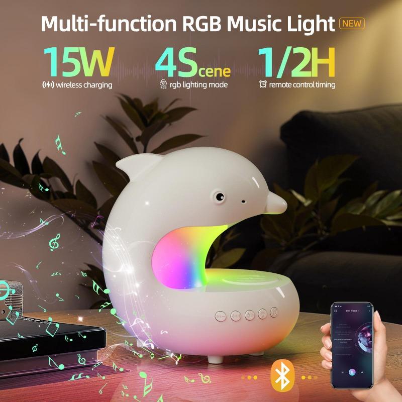 Smart Dolphin Light, Bluetooth Speaker, Phone Charger, Adjustable RGB Table Lamp, Night Light, Birthday Gift