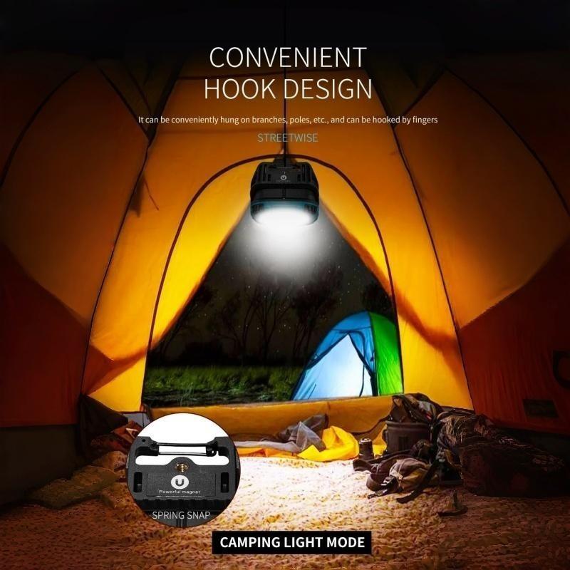 COB Flashlight, Powerful Light, USB Rechargeable, Portable Outdoor Torch, Power Bank Function, Emergency Work Light, with Hook