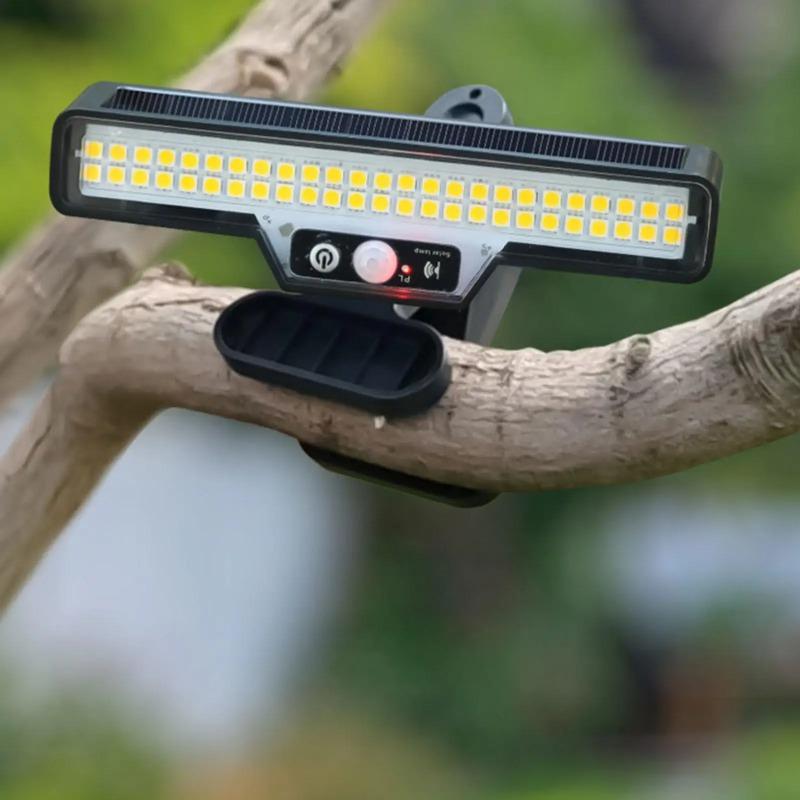 Solar light with motion sensor, 3 lighting modes, with stand; solar-powered tent lights for patio, porch, camping, picnic, garage, driveway