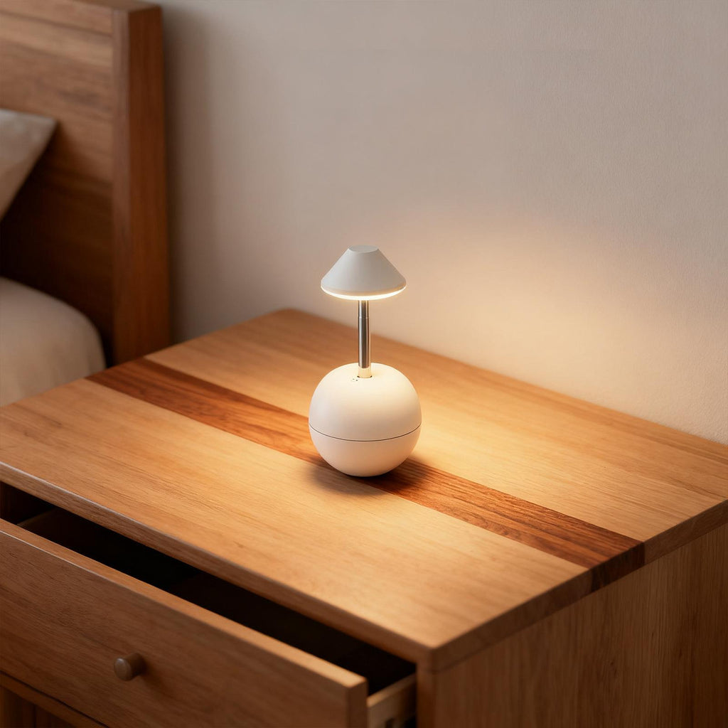 Creative rechargeable desk lamp in tumbler design with remote control, 7 colors, dimmable adjustable brightness for bedroom home