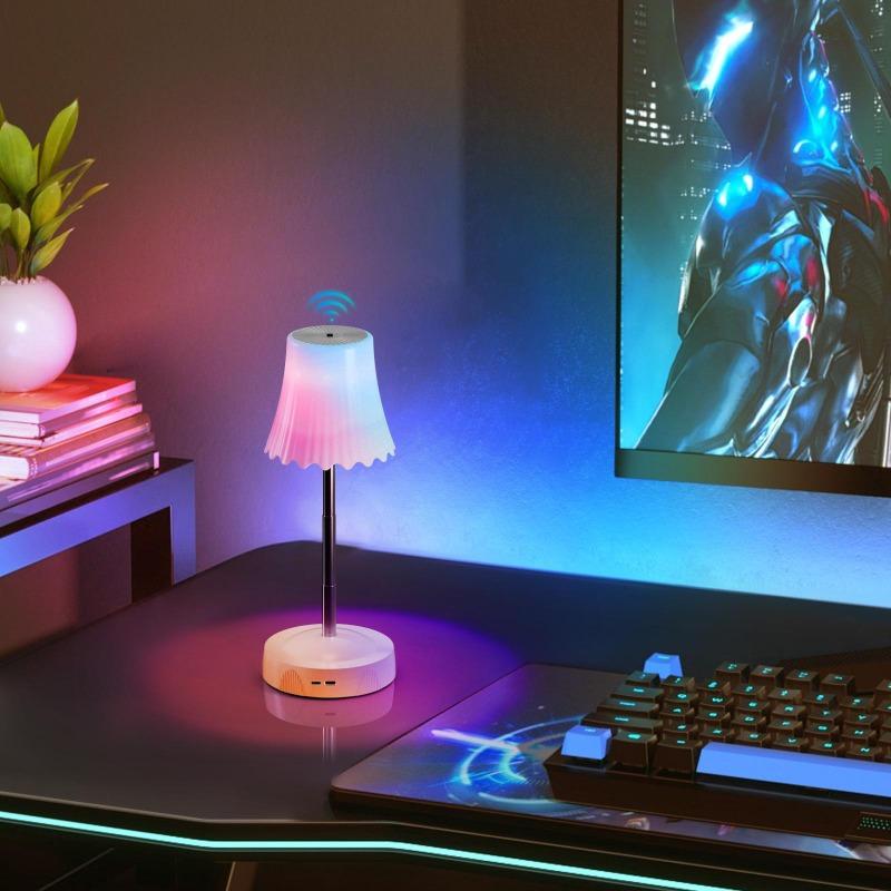 LED Table Lamp with RGB Sensing, Adjustable Brightness Night Light, Rechargeable, Bedroom Decoration
