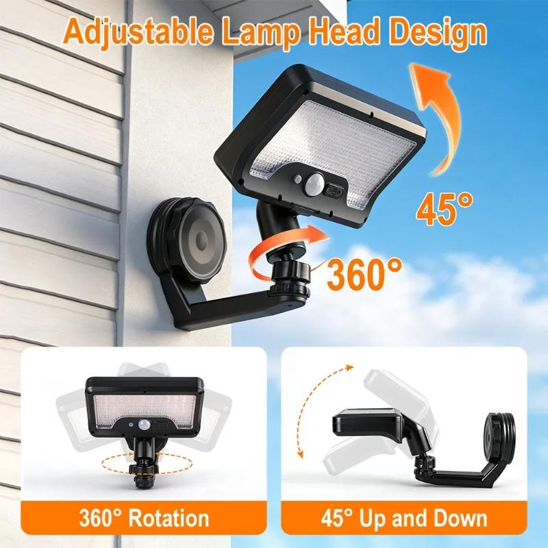 Dual-use solar motion sensor light, clip design, 92 LEDs, 360° foldable, camping light, wall-mounted, waterproof