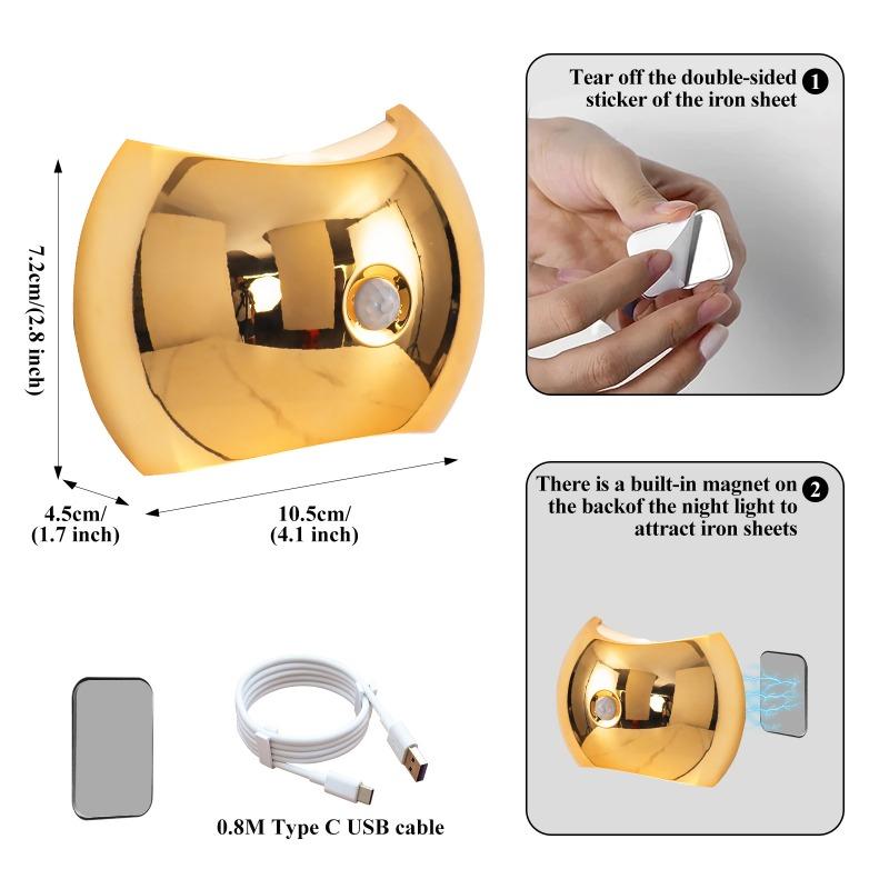 Magnetic Rechargeable Wall Light, Human Motion Sensor, Decorative Stair Lighting, No Wiring Required