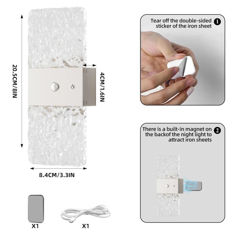 Magnetic LED Wall Light with Human Body Sensor Bedside Side Light Rechargeable Night Light Stair Decorative Light