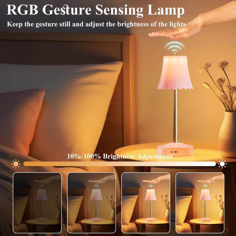 LED Table Lamp with RGB Sensing, Adjustable Brightness Night Light, Rechargeable, Bedroom Decoration