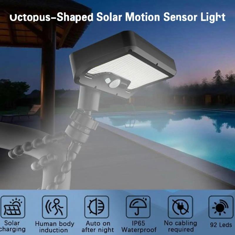 Outdoor Solar Light with Motion Sensor, 600 lm, 3 Color Modes, Flexible Tripod, Portable Waterproof Tent Light for Backyard