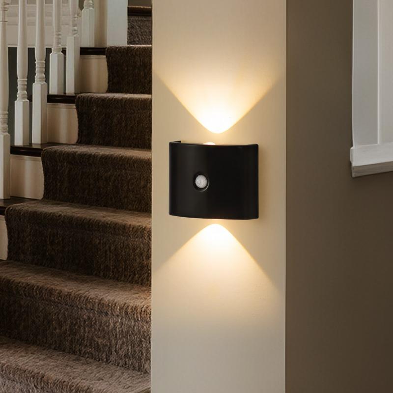 LED wall light with sensor, rechargeable magnetic spotlight attachment, decorative lighting for corridors and stairs