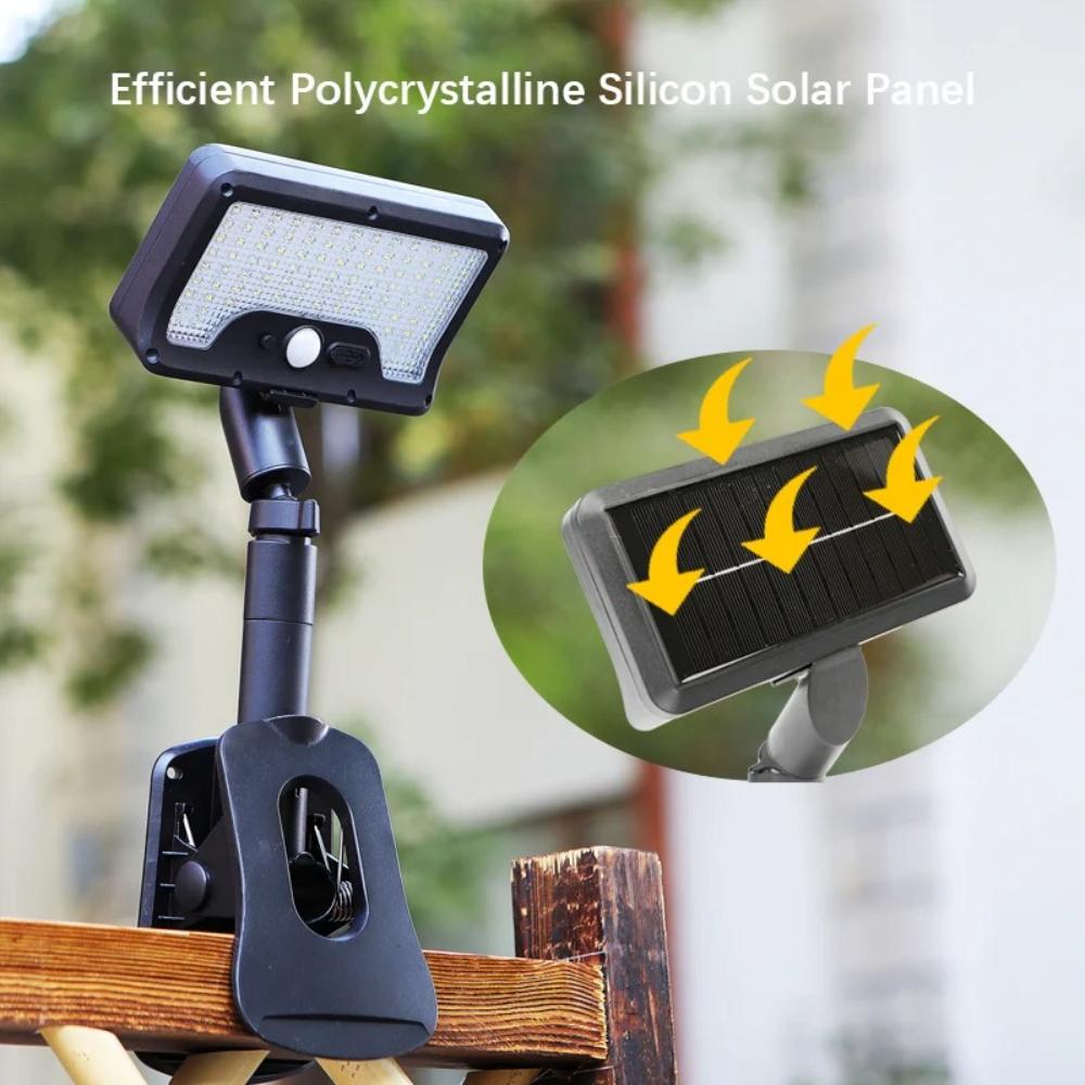 Solar motion sensor outdoor light, 360° rotatable, 4 lighting modes, weatherproof, multiple mounting options, for outdoor security