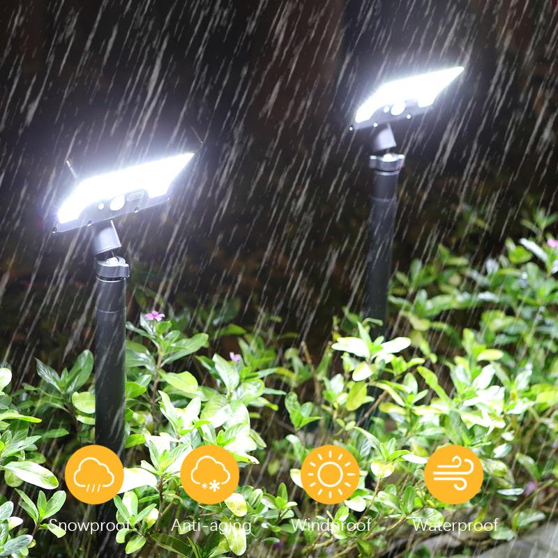 Solar motion sensor garden light, 5–6 m detection range, 360° rotatable lamp, 4 lighting modes, weatherproof lighting, for outdoor use