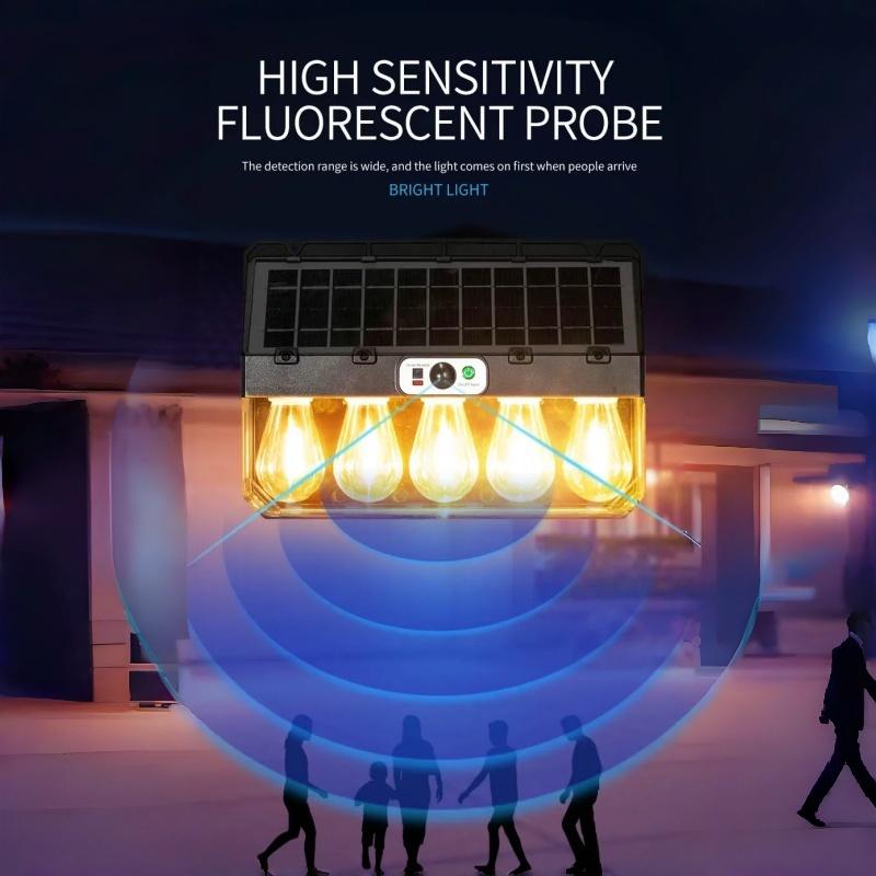 Outdoor Solar Wall Lamp, Three Modes, Tungsten Filament Lamp, IP65 Waterproof, Inductive Lighting, Household Light, Garden Wall Light