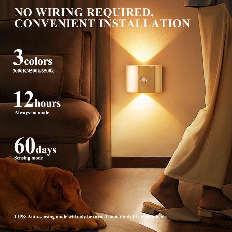 LED wall light with sensor, rechargeable magnetic spotlight attachment, decorative lighting for corridors and stairs