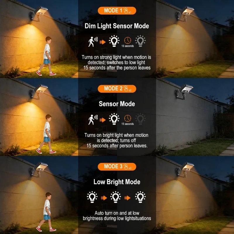 Solar Motion Sensor Light, 92 LEDs, 360° Foldable Camping Wall Light, Waterproof