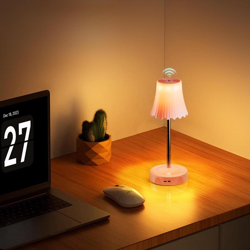 LED Table Lamp with RGB Sensing, Adjustable Brightness Night Light, Rechargeable, Bedroom Decoration