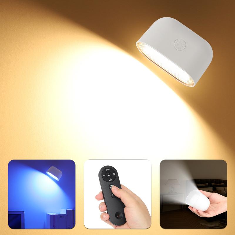 Wireless Magnetic LED Wall Light with Remote Control, Rechargeable, 360° Rotatable RGB Night Light
