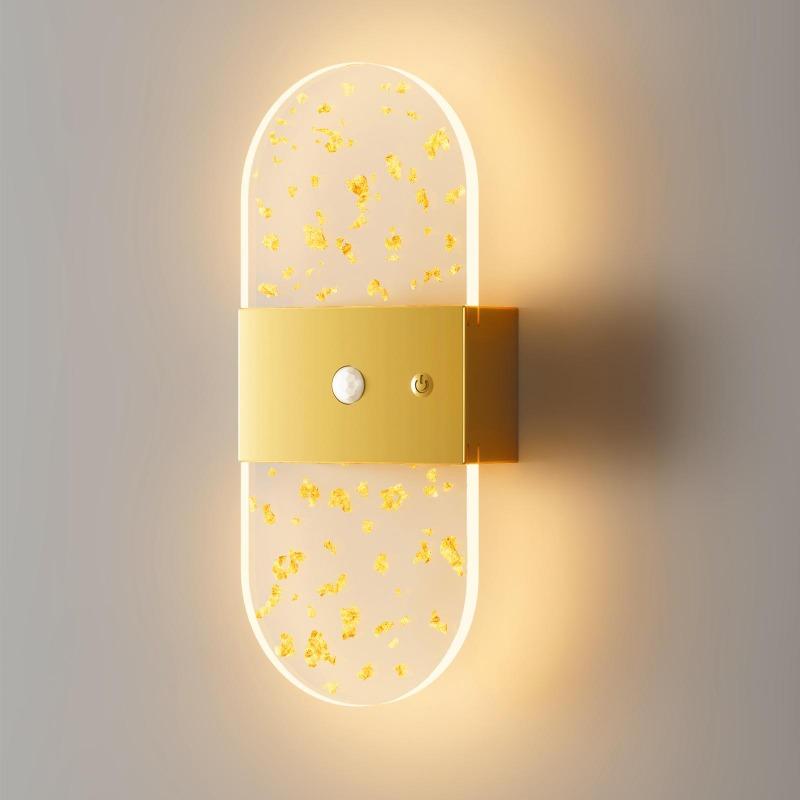 LED wall sconce with motion sensor, USB rechargeable, acrylic design, 1200 mAh battery, night light