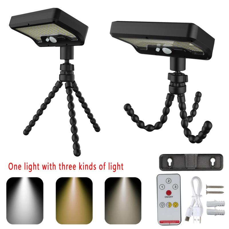 Solar Motion Sensor Lamp Octopus Tripod, 3 Modes, USB, 92 LEDs, Dual Solar Charging, IP65 Waterproof, Adjustable for Garden, Yard, Pathway