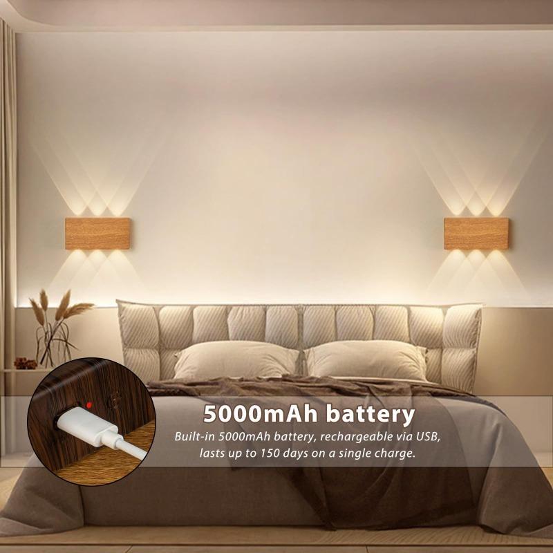 Rechargeable LED wall lamp (CCT/RGB), magnetic touch control, wireless, adjustable brightness (up/down); bedside side light