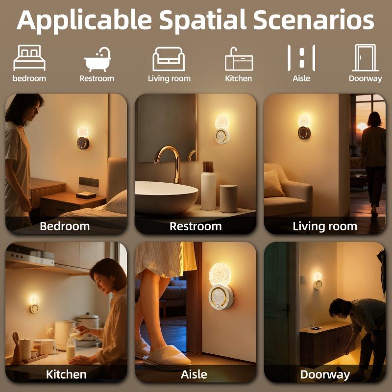 LED Wall Light with Motion Sensor, Rechargeable, 3 Colors, Magnetic Night Light, Decorative Corridor Light