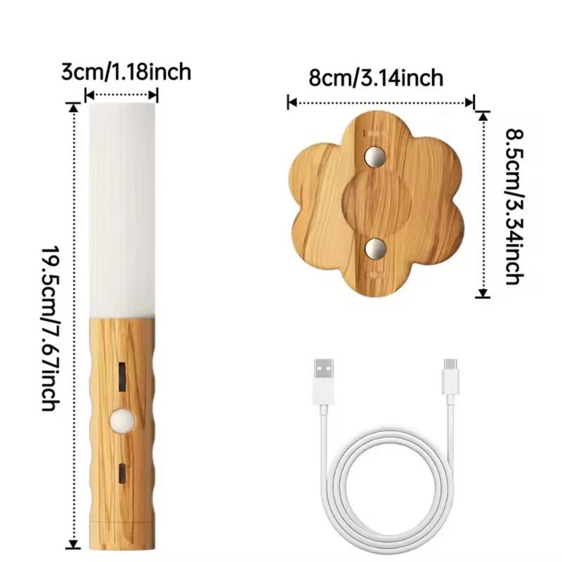 Rechargeable LED Imitation Wood Grain Night Light Handheld Magnetic Design Suitable for Wardrobe Bedroom Corridor