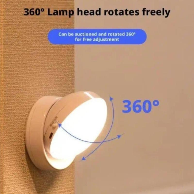 Magnetic rotating motion sensor wall lamp, rechargeable night light for corridor and stairs, decorative wall lighting