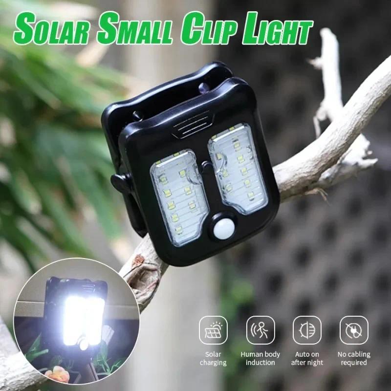 LED Solar Clip Light, Outdoor Waterproof, Motion Sensor, Rechargeable Camping Lamp for Garden Landscape Wall Decoration