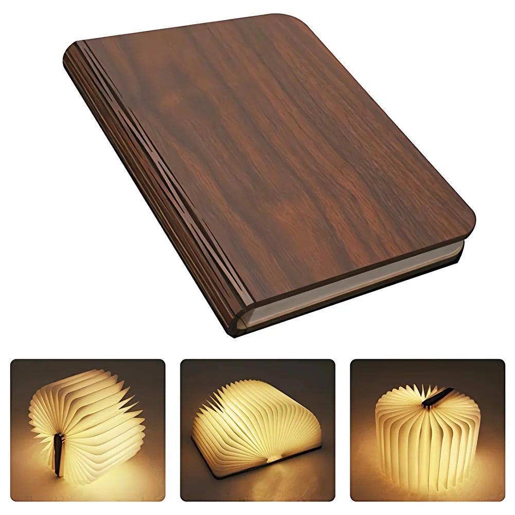 LED foldable book light, creative wooden luminous book for children, birthday/holiday/Christmas gift, rechargeable night lamp