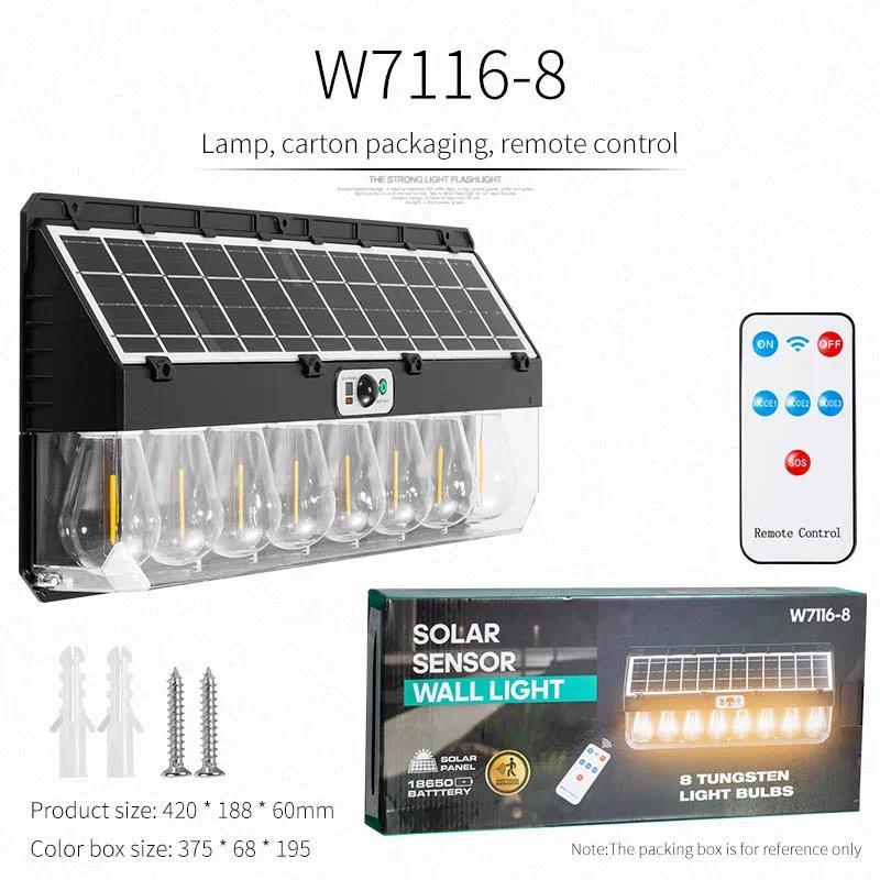 Outdoor Solar Wall Lamp, Three Modes, Tungsten Filament Lamp, IP65 Waterproof, Inductive Lighting, Household Light, Garden Wall Light