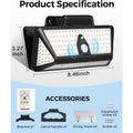 Outdoor Solar Clip Lamp, 208 LEDs, 1000 lm, with motion sensor — bright waterproof solar security light for garden fence yard lighting
