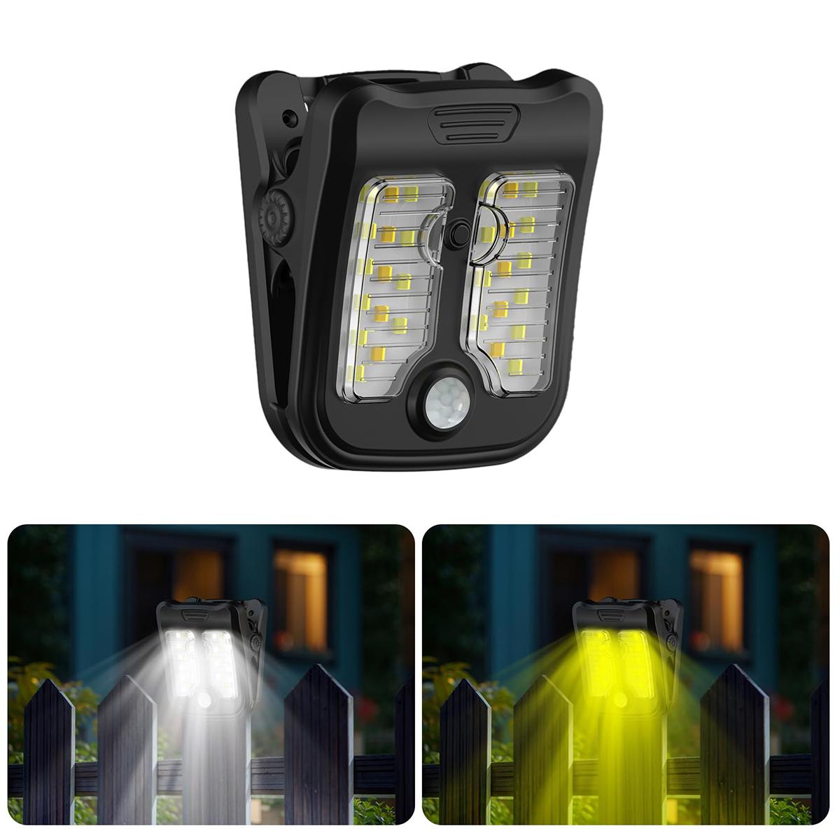 Solar clip LED light — waterproof outdoor garden lights with motion sensor, wall-powered, rechargeable, portable for camping and courtyard use