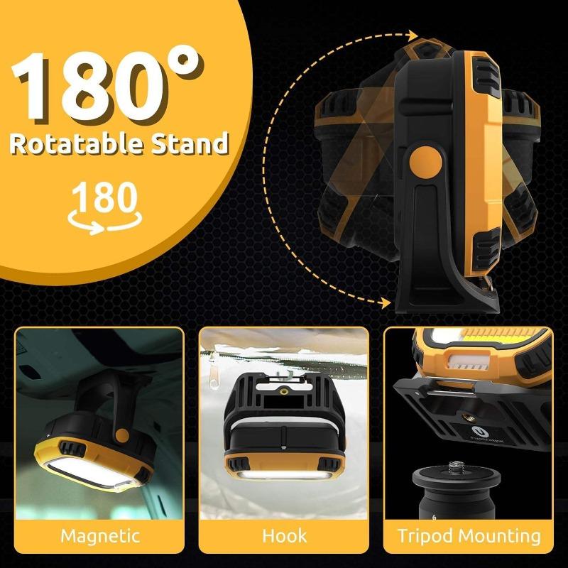 COB Flashlight, Powerful Light, USB Rechargeable, Portable Outdoor Torch, Power Bank Function, Emergency Work Light, with Hook