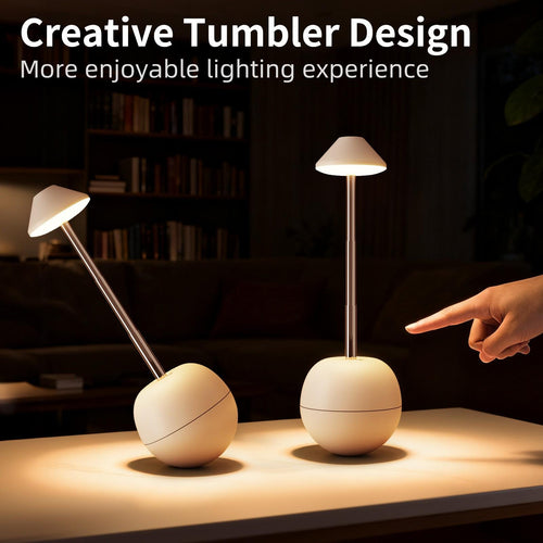 Creative rechargeable desk lamp in tumbler design with remote control, 7 colors, dimmable adjustable brightness for bedroom home