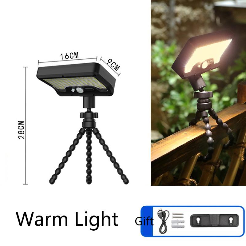 Solar Motion Sensor Light, 92 LEDs, Octopus Tripod, Dual Solar Charging via USB, IP65 Waterproof, Adjustable for Garden, Yard, Pathways