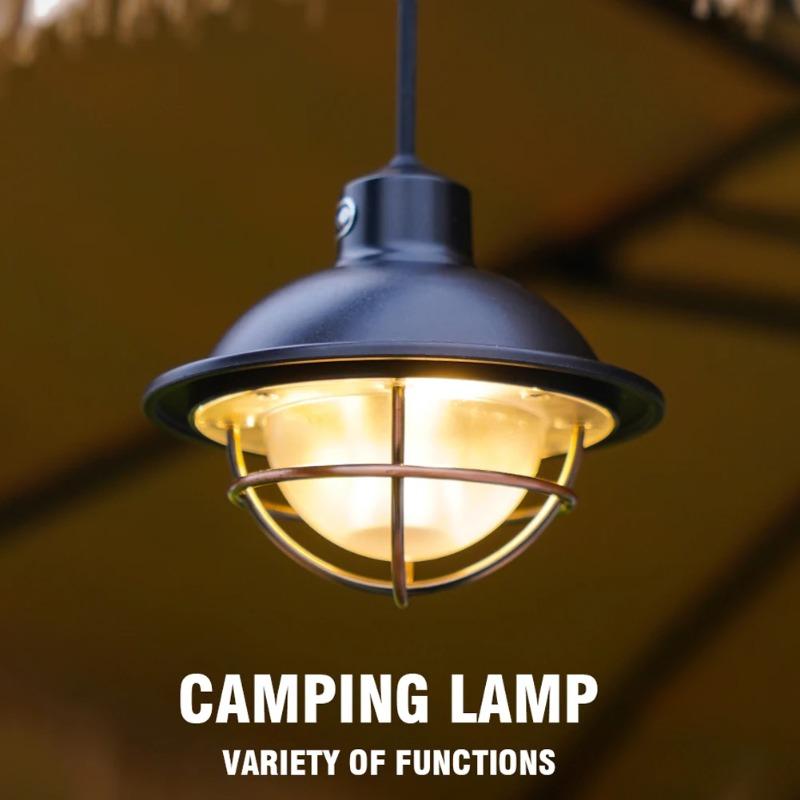 LED atmosphere lantern with stepless dimming, vintage outdoor camping light, Type‑C USB rechargeable, suitable for outdoor travel and garden use