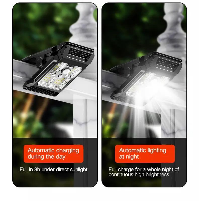 LED Solar Clamp on Motion Sensor Lights Waterproof Work Light for Outdoor Camping Lamp Fence Walls Garage Led Lamps