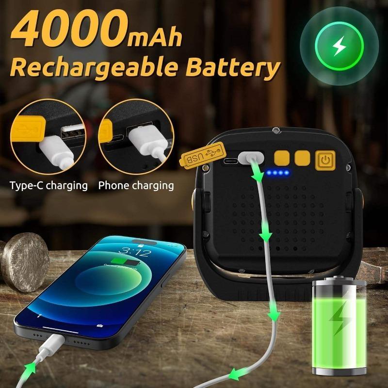 COB Flashlight, Powerful Light, USB Rechargeable, Portable Outdoor Torch, Power Bank Function, Emergency Work Light, with Hook
