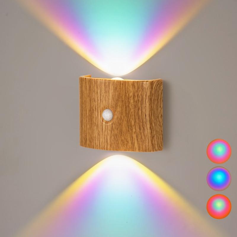 LED wall light with sensor, rechargeable magnetic spotlight attachment, decorative lighting for corridors and stairs
