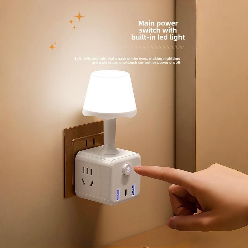 Small night light with smart voice control; table lamp socket; bedside lamp; bedroom lamp with voice control; table lamp with voice control; USB connector