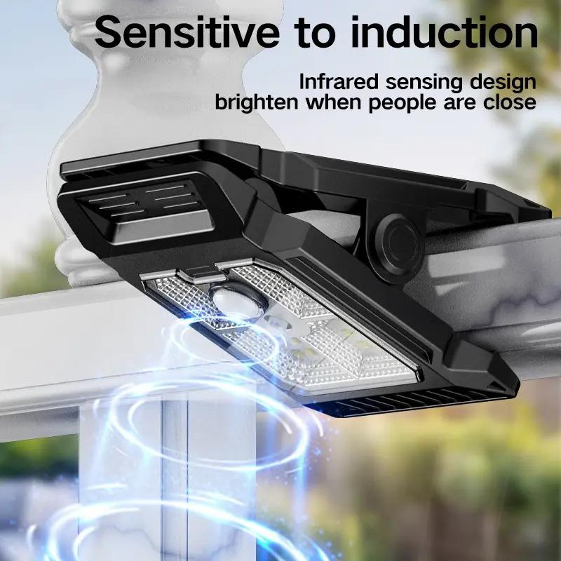 LED Solar Clamp on Motion Sensor Lights Waterproof Work Light for Outdoor Camping Lamp Fence Walls Garage Led Lamps