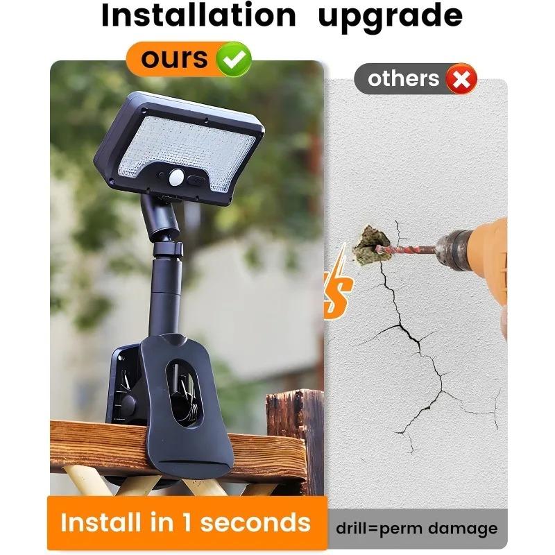 Solar Light with 92 LEDs and Motion Sensor, Outdoor Solar-Powered Lamp, IP65 Waterproof Clip-On Wall Light for Driveway, Garden, and Camping