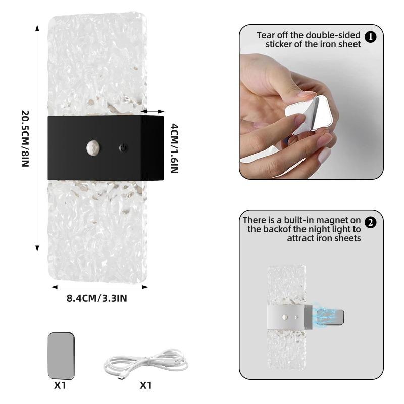 Magnetic LED Wall Light with Human Body Sensor Bedside Side Light Rechargeable Night Light Stair Decorative Light