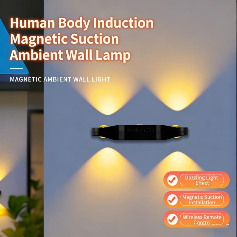 LED wall light with automatic detection, magnetic RGB stair light, rechargeable cabinet light