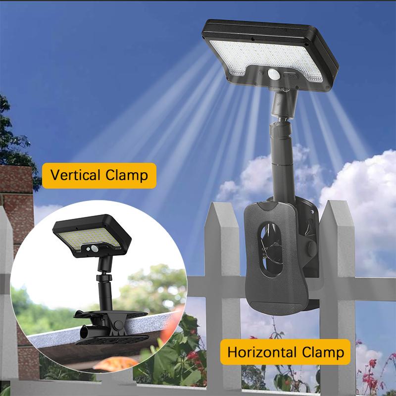 92-LED solar clip-on motion sensor lights, LED street light, IP65 waterproof wall lamp, for camping, garden, yard, tent, patio, outdoor