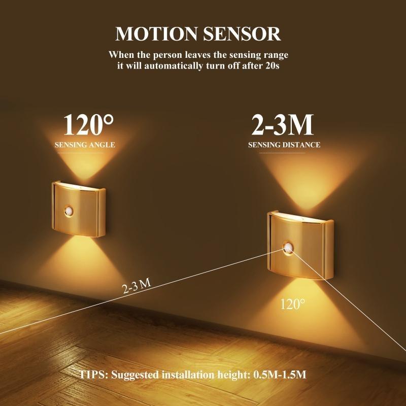 LED wall light with sensor, rechargeable magnetic spotlight attachment, decorative lighting for corridors and stairs