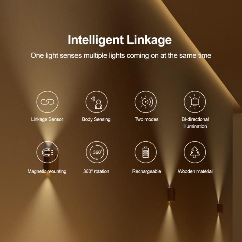 Magnetic wireless rechargeable LED motion sensor wall light for stairs — home lighting