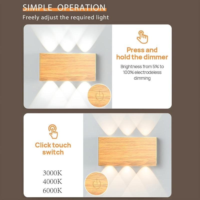 Rechargeable LED wall lamp (CCT/RGB), magnetic touch control, wireless, adjustable brightness (up/down); bedside side light