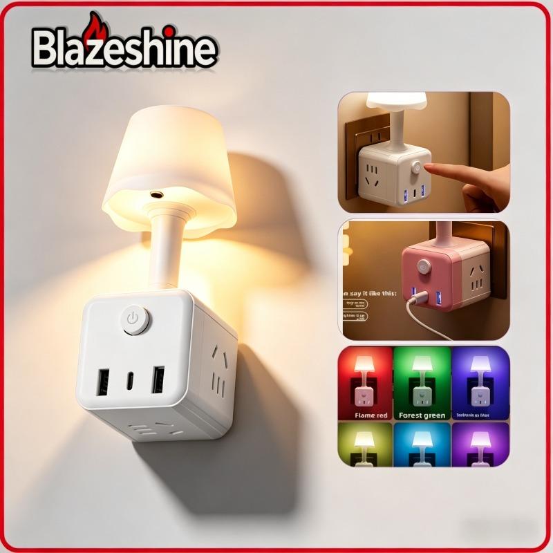 Small night light with smart voice control; table lamp socket; bedside lamp; bedroom lamp with voice control; table lamp with voice control; USB connector