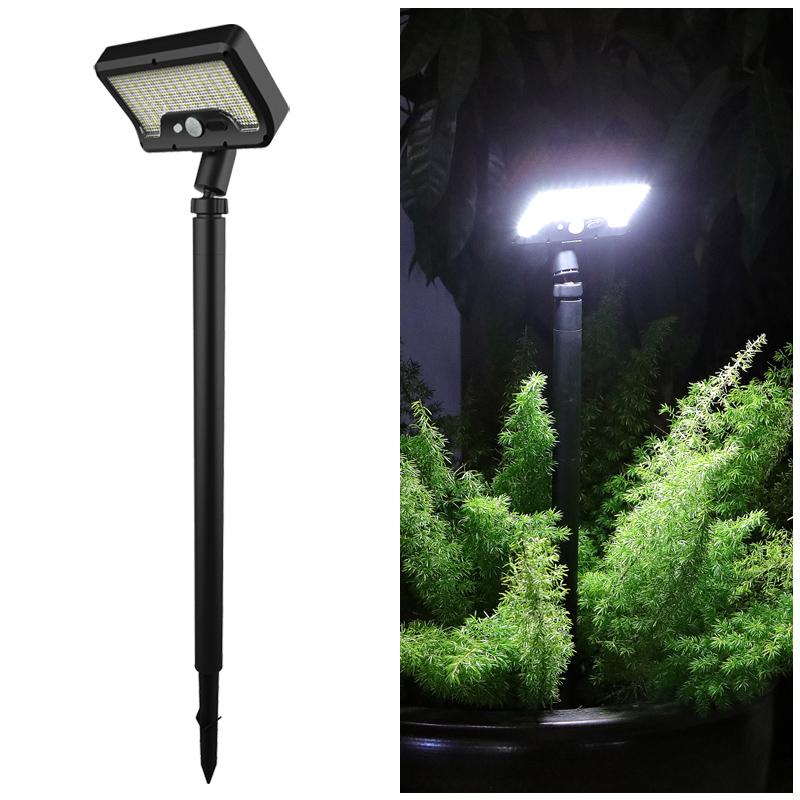 Solar motion sensor garden light, 5–6 m detection range, 360° rotatable lamp, 4 lighting modes, weatherproof lighting, for outdoor use